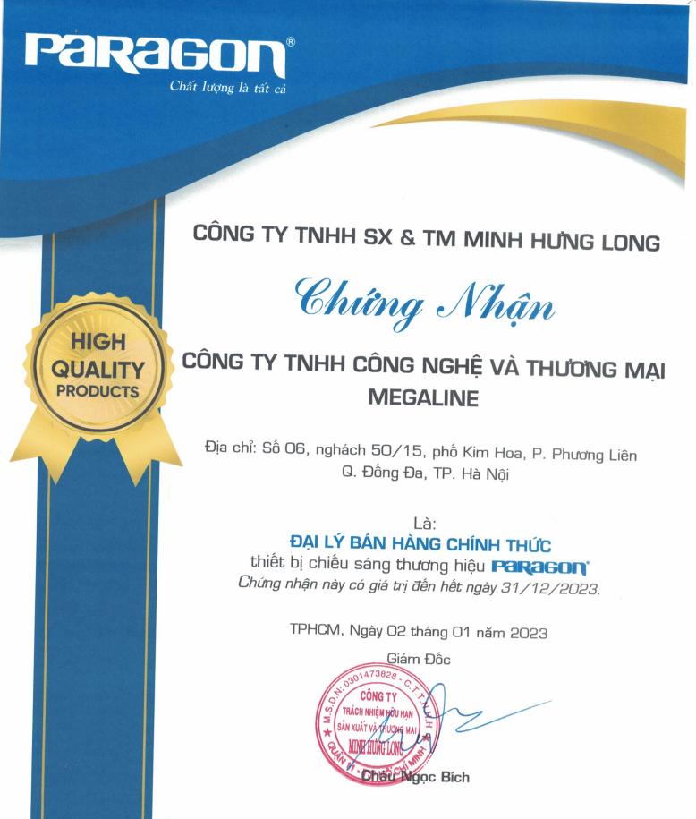 Đại lý cửa hàng mua đèn paragon tại đà nẵng uy tín chất lượng giá rẻ 1 Chung nhan dai ly paragon elmall